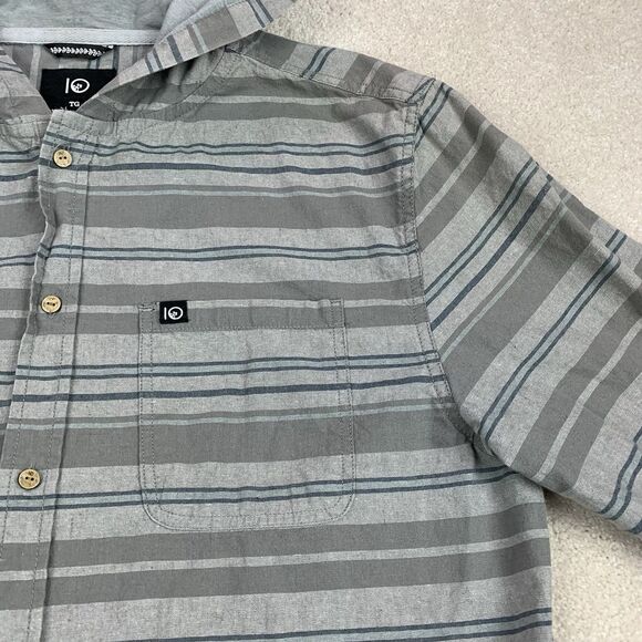 Tentree Linen Blend Hooded Long Sleeve Button Front Shirt Mens XL - Picture 5 of 16